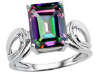 Tommaso Design Emerald Cut 10x8 mm Mystic Rainbow Topaz Ring