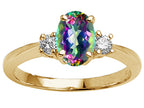Tommaso Design Oval 9x7 mm Mystic Rainbow Topaz Engagement Ring