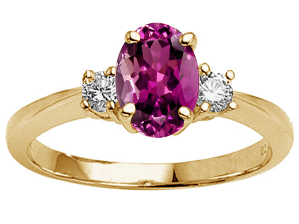 Tommaso Design Oval 9x7mm Genuine Rhodolite Engagement Ring