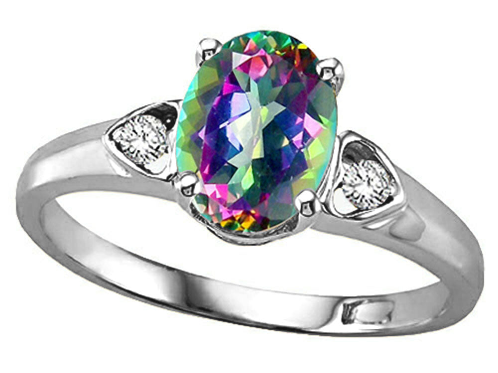 Tommaso Design Oval 8x6mm Mystic Rainbow Topaz Ring