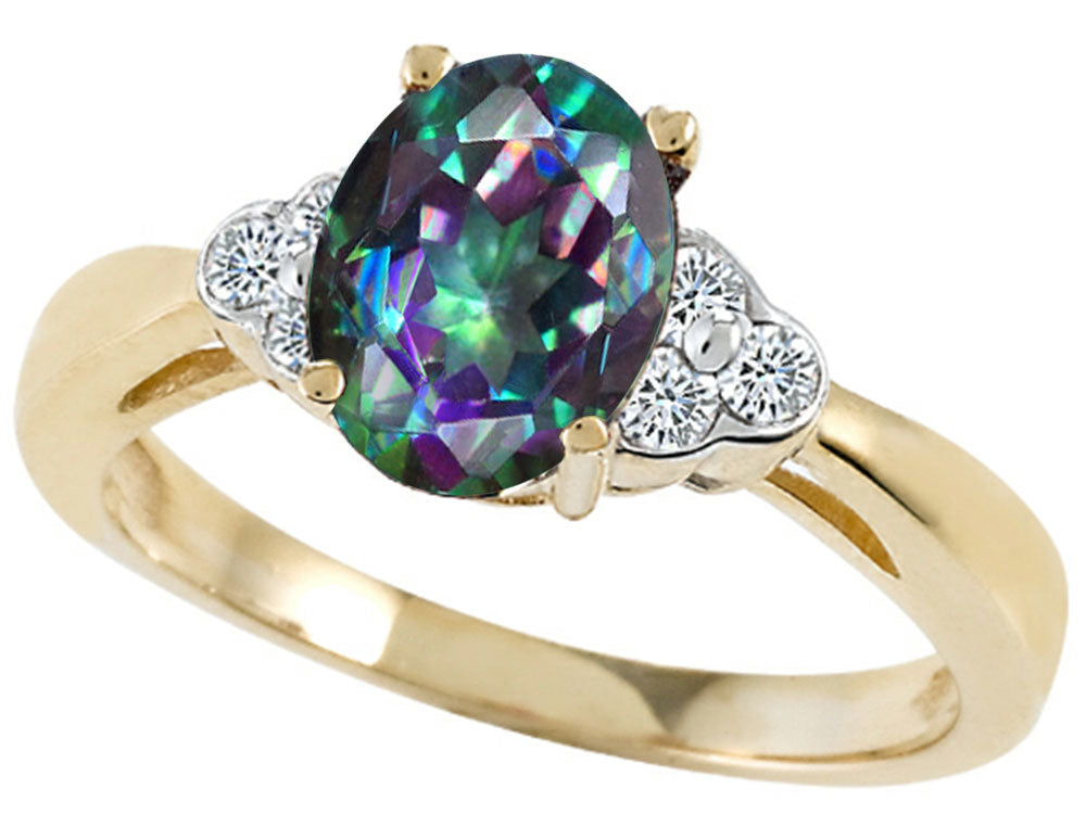 Tommaso Design Oval 8x6mm Mystic Rainbow Topaz s Ring