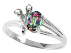 Tommaso Design Oval 6x4mm Mystic Rainbow Topaz Ring