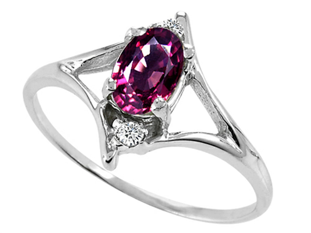 Tommaso Design Oval 6x4 mm Genuine Rhodolite Ring