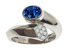 Tommaso Design Oval 7x5mm Created Blue Sapphire Bypass Ring