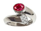 Tommaso Design Oval 7x5mm Created Ruby Bypass Ring