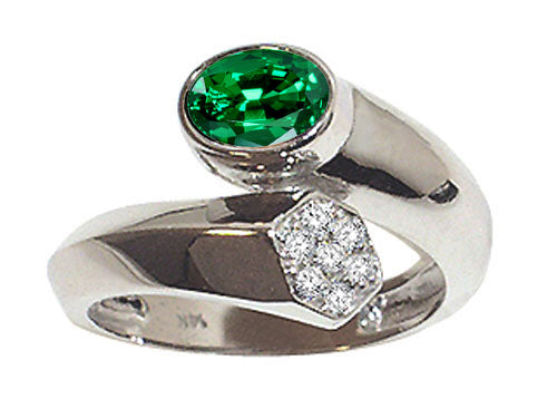 Tommaso Design™ Oval 7x5mm Simulated Emerald Bypass Ring