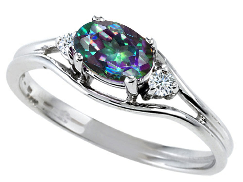 Tommaso Design Oval 6x4 mm Mystic Rainbow Topaz Ring