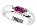 Tommaso Design Oval 6x4mm Genuine Rhodolite Birthstone Wedding Band
