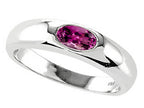 Tommaso Design Oval 6x4mm Genuine Rhodolite Birthstone Wedding Band