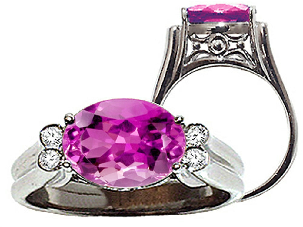 Tommaso Design Oval 10x8 mm Created Pink Sapphire Ring
