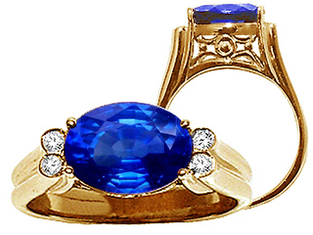 Tommaso Design Oval 10x8 mm Created Blue Sapphire Ring
