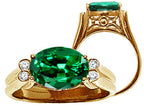 Tommaso Design Oval 10x8 mm Simulated Emerald Ring