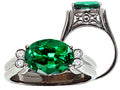 Tommaso Design Oval 10x8 mm Simulated Emerald Ring