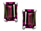 Tommaso Design™ Emerald Cut 8x6mm Genuine Rhodolite Earrings