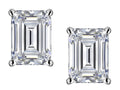 Star K™ Emerald Cut 8x6mm Genuine White Topaz Earrings Studs