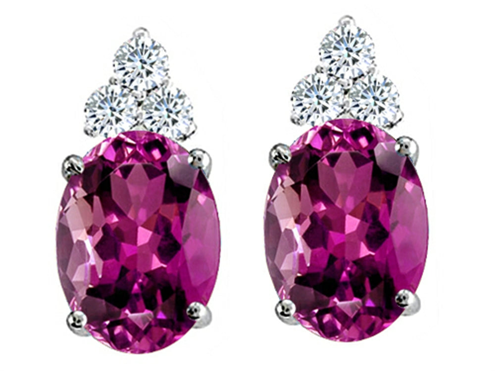 Tommaso Design™ Oval 8x6mm Genuine Rhodolite Earrings