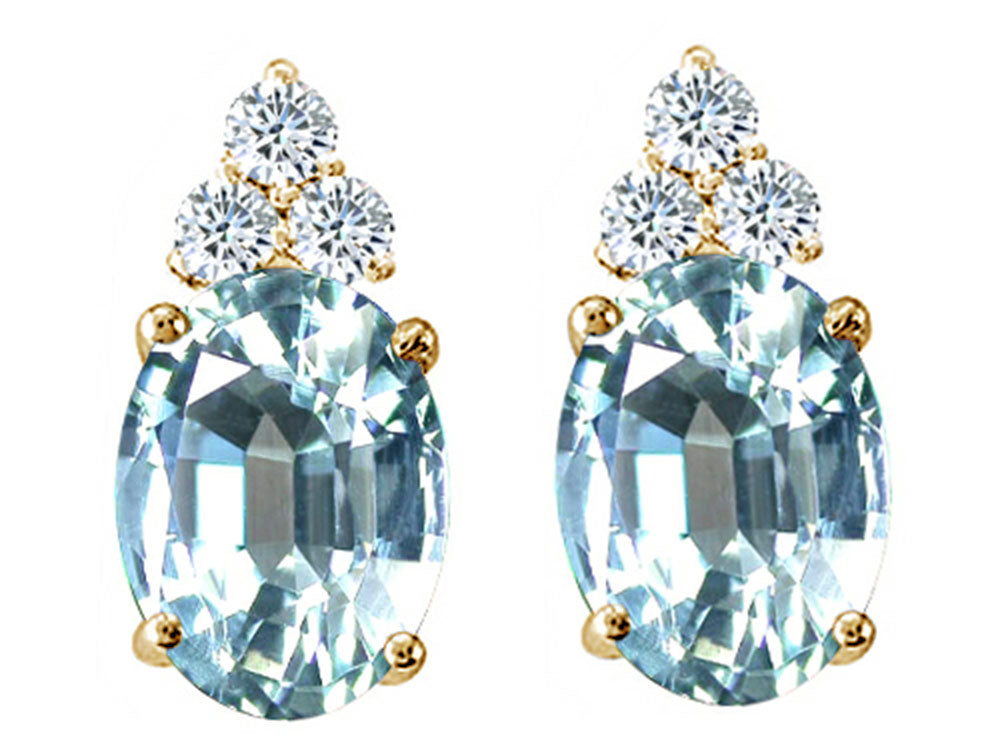 Tommaso Design™ Oval 8x6mm Genuine Aquamarine Earrings