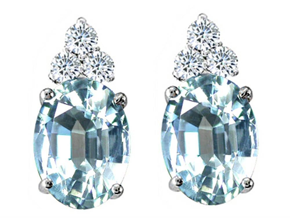 Tommaso Design™ Oval 8x6mm Genuine Aquamarine Earrings