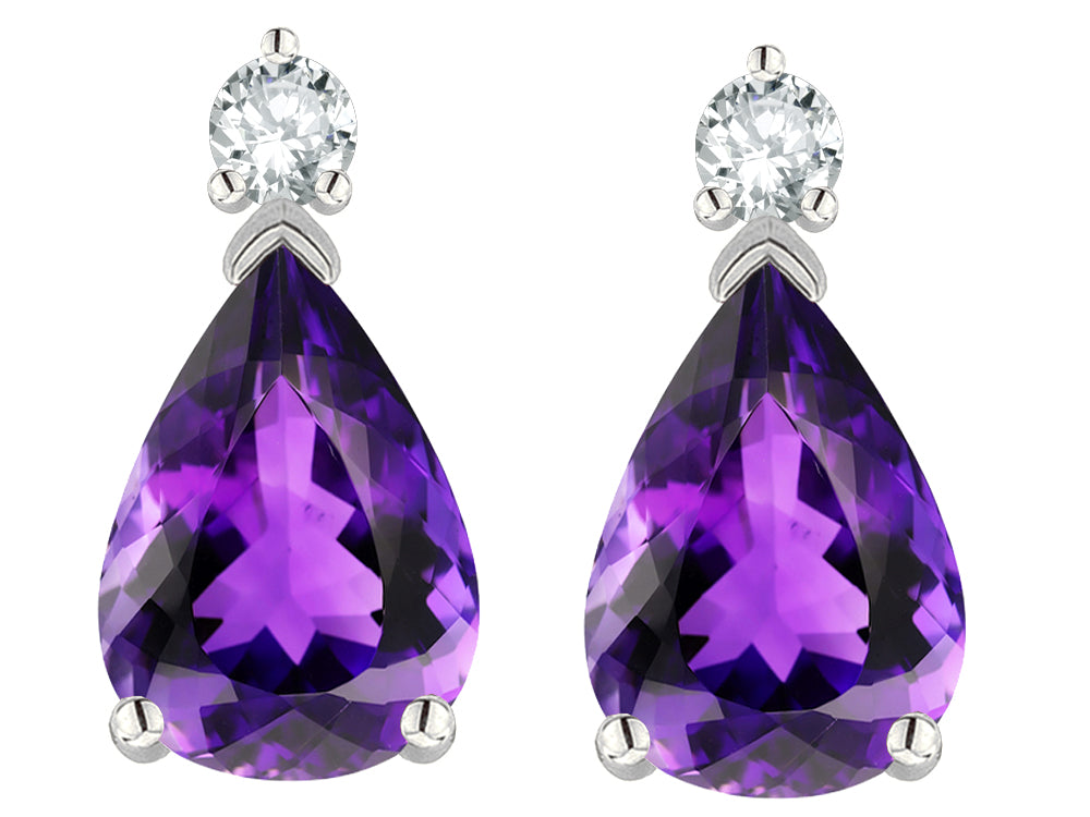 Tommaso Design™ Genuine 8x6mm Amethyst Earrings