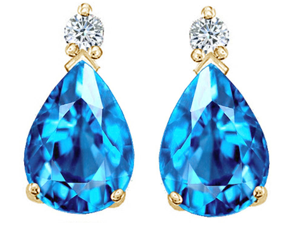 Tommaso Design™ Pear Shape 8x6mm Genuine Blue Topaz Earrings