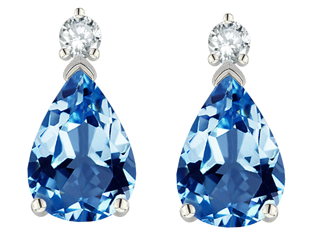 Tommaso Design™ Pear Shape 8x6mm Genuine Blue Topaz Earrings
