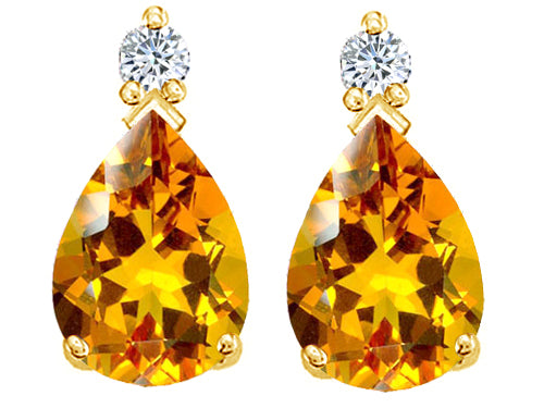 Tommaso Design™ Pear Shape 8x6mm Genuine Citrine Earrings