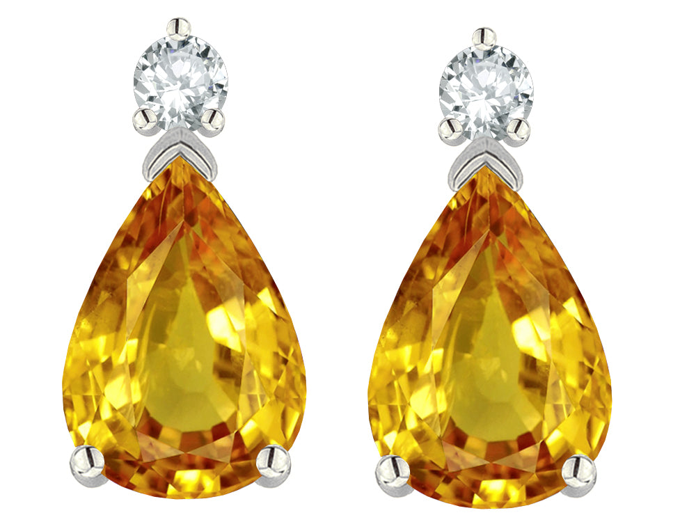 Tommaso Design™ Pear Shape 8x6mm Genuine Citrine Earrings