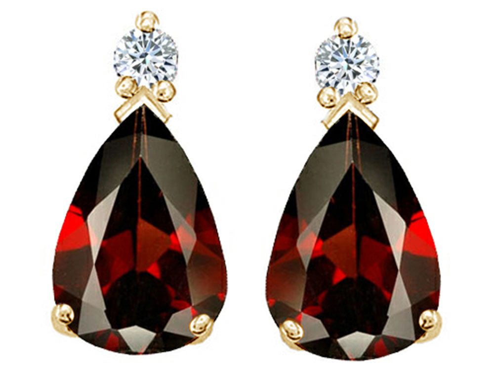 Tommaso Design™ Pear Shape 8x6mm Genuine Garnet Earrings