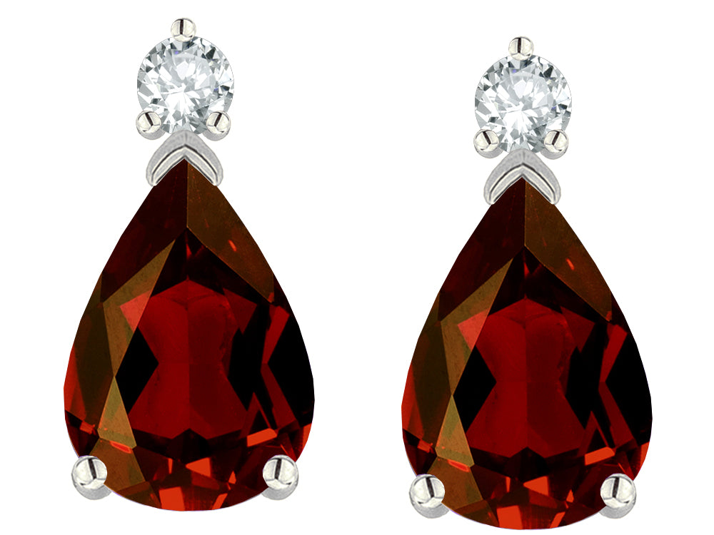 Tommaso Design™ Pear Shape 8x6mm Genuine Garnet Earrings