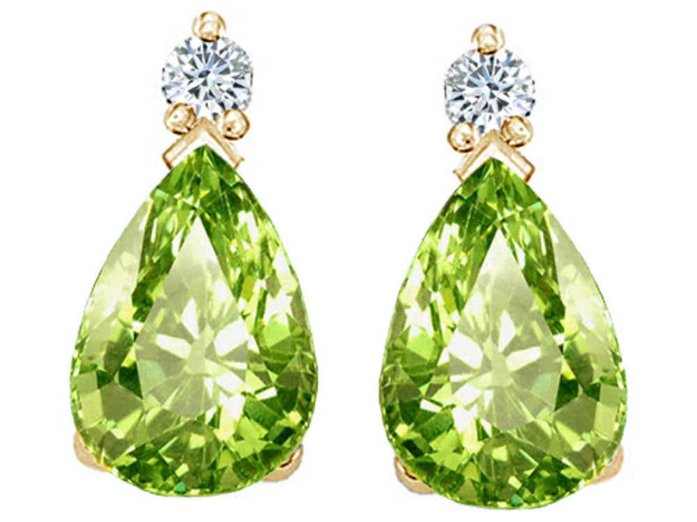 Tommaso Design™ Pear Shape 8x6mm Genuine Peridot Earrings