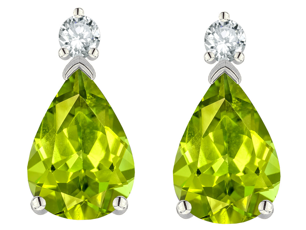 Tommaso Design™ Pear Shape 8x6mm Genuine Peridot Earrings