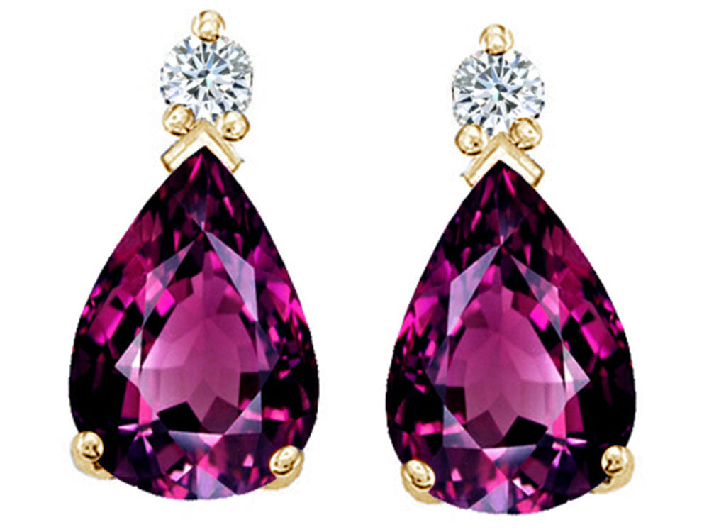 Tommaso Design™ Pear Shape 8x6mm Genuine Rhodolite Earrings