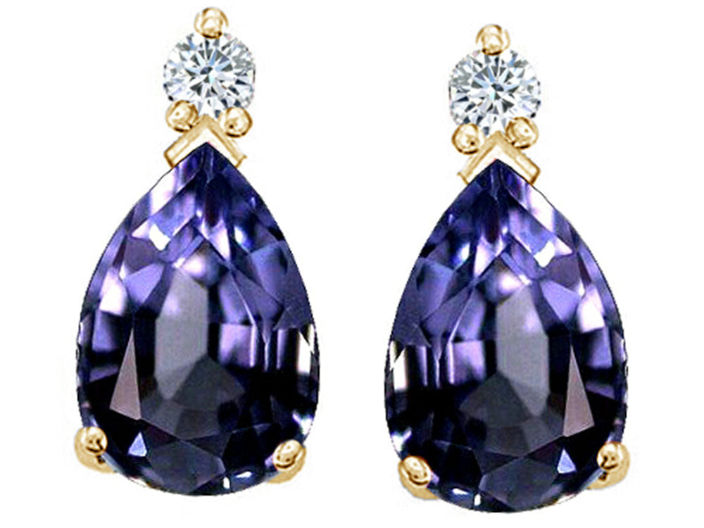 Tommaso Design™ Pear Shape 8x6mm Genuine Iolite Earrings