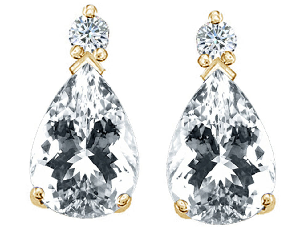 Tommaso Design™ Pear Shape 8x6mm Genuine White Topaz Earrings