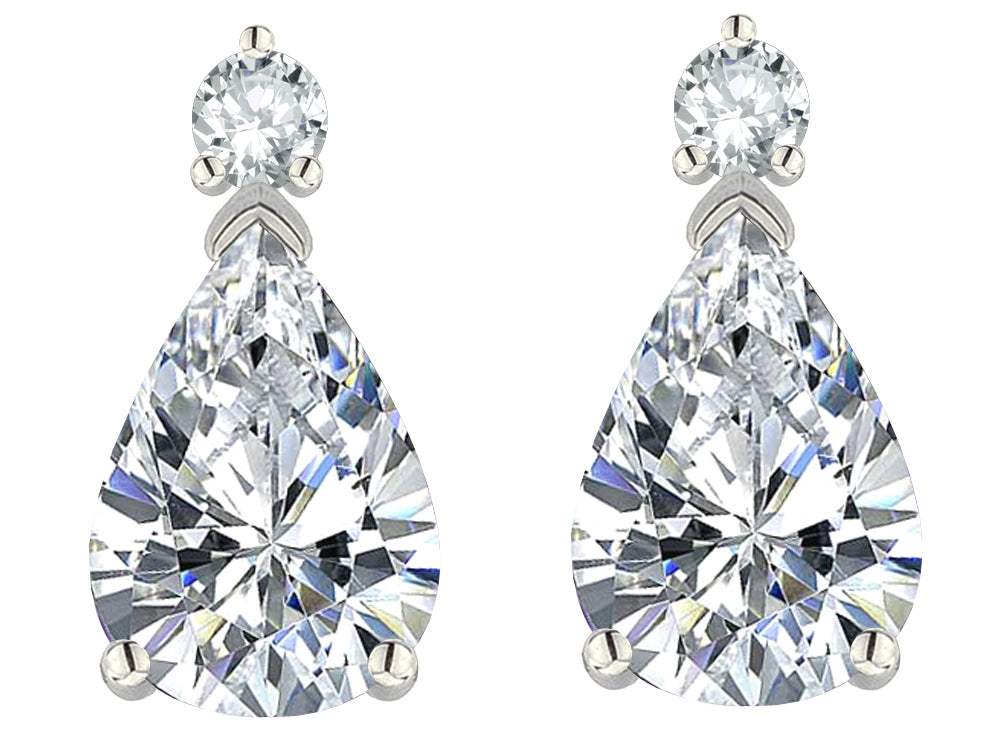 Tommaso Design™ Pear Shape 8x6mm Genuine White Topaz Earrings