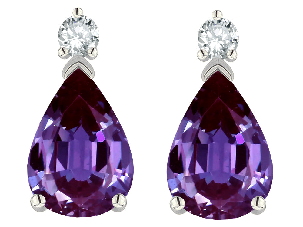 Tommaso Design™ Pear Shape 8x6mm Simulated Alexandrite Earrings