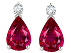 Tommaso Design™ Pear Shape 8x6mm Created Ruby Drop Earrings