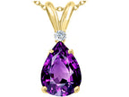 Tommaso Design™ Pear Shape 8x6 mm Genuine Amethyst Pendant Necklace