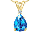 Tommaso Design™ Genuine Pear Shape 8x6mm Blue Topaz Pendant Necklace