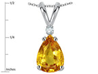 Star K™ Pear Shape 8x6 mm Genuine Citrine Rabbit Ear Pendant Necklace