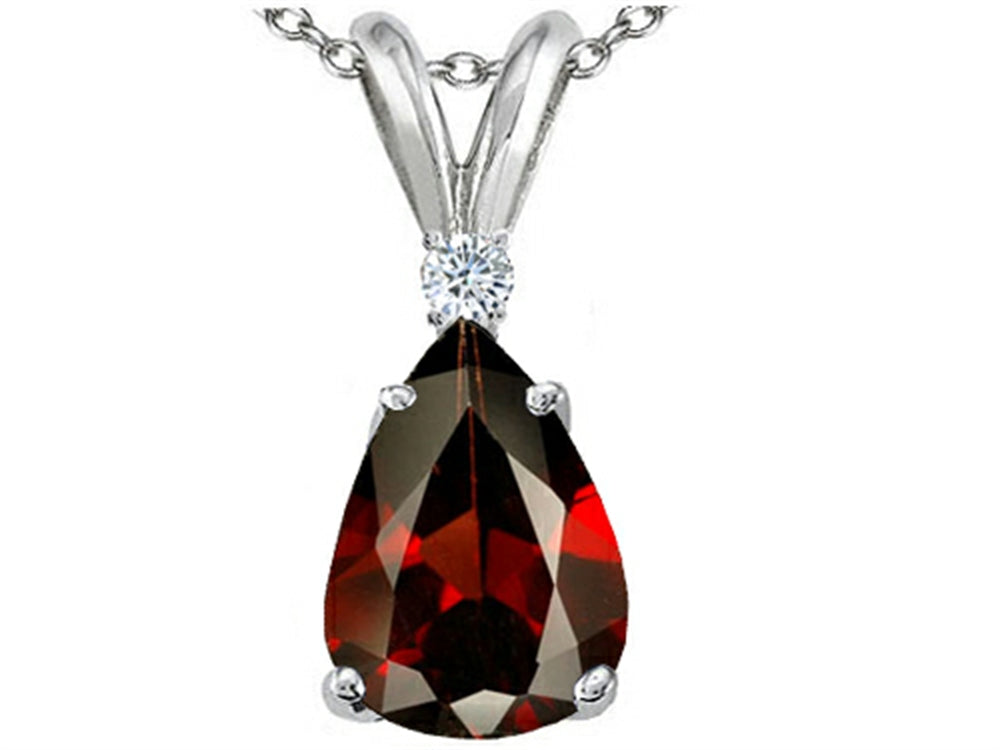 Tommaso Design™ Pear Shape 8x6 mm Genuine Garnet Pendant Necklace