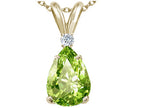 Tommaso Design™ Pear Shape 9x7mm Genuine Peridot Pendant Necklace