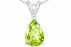 Star K Pear Shape 9x7mm Genuine Peridot Pendant Necklace