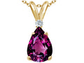 Tommaso Design™ Pear Shape 8x6 mm Genuine Rhodolite Pendant Necklace