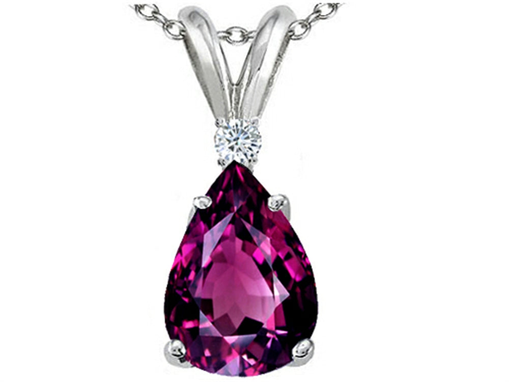 Tommaso Design™ Pear Shape 8x6 mm Genuine Rhodolite Pendant Necklace
