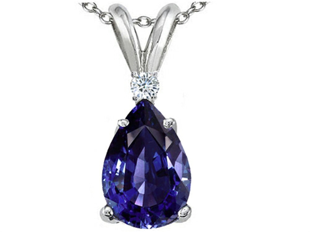 Tommaso Design™ Pear Shape 8x6 mm Genuine Iolite Pendant Necklace
