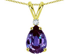 Star K™ Pear Shape 8x6 mm Simulated Alexandrite Rabbit Ear Pendant Necklace