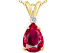 Tommaso Design™ Pear Shape 8x6mm Created Ruby Pendant Necklace