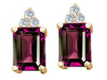 Tommaso Design™ Octagon Cut 8x6 mm Genuine Rhodolite Earrings