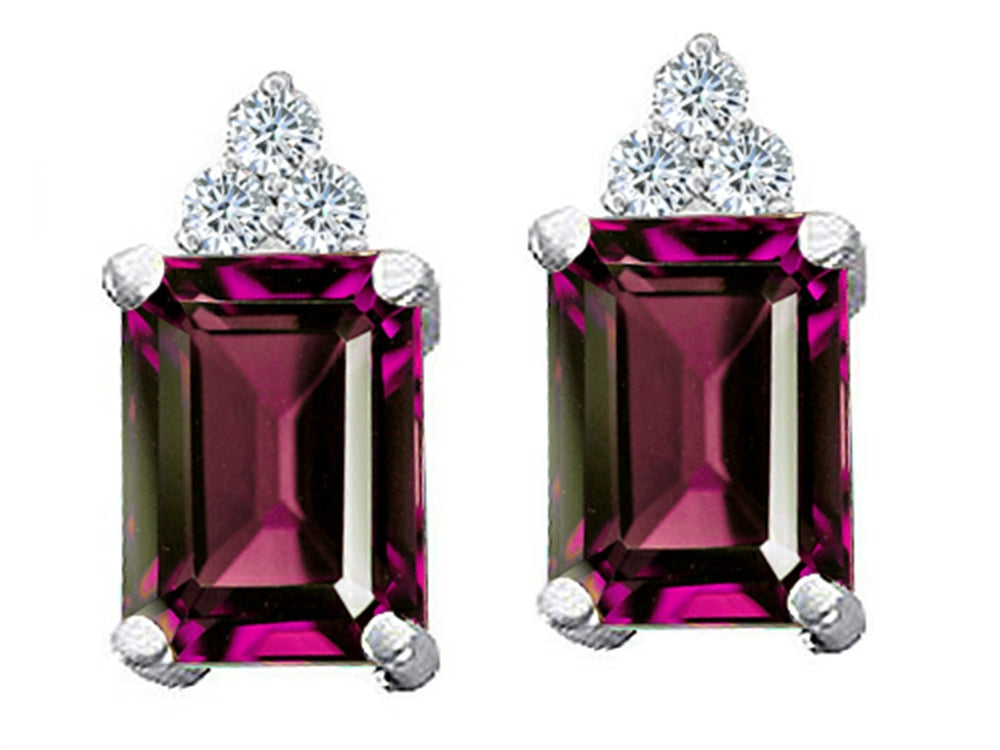 Tommaso Design™ Octagon Cut 8x6 mm Genuine Rhodolite Earrings